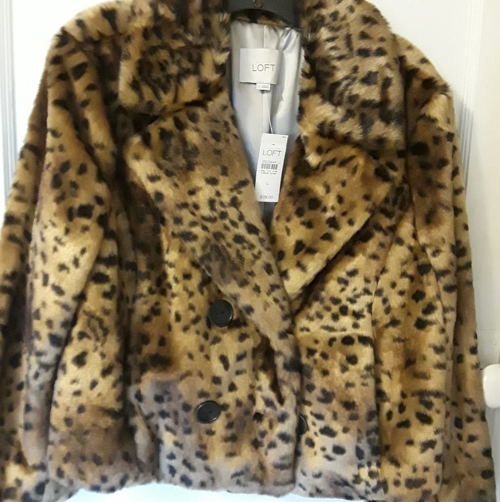 Brand new faux fur leopard print coat